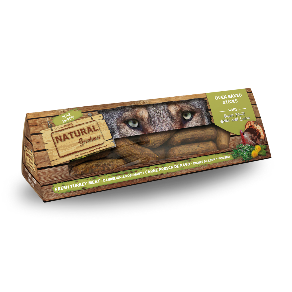 Priboljški za pse Natural Greatness pečene palčke za razstrupljenje