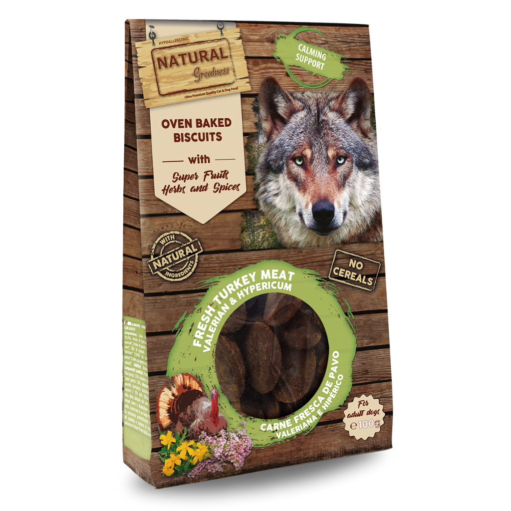 Pečeni piškoti priboljški za pse Natural Greatness koščki za pomirjanje