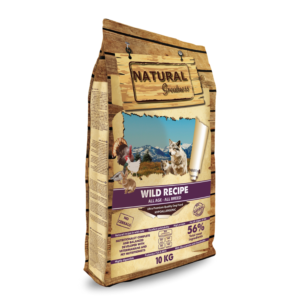 Naravna hrana za pse brez žitaric Natural Greatness s kvalitetnim mešanim mesom za odrasle pse vseh pasem 10kg
