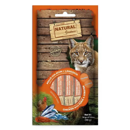 Natural Greatness kremasti priboljšek za mačke s piščancem, tuno in jastogom